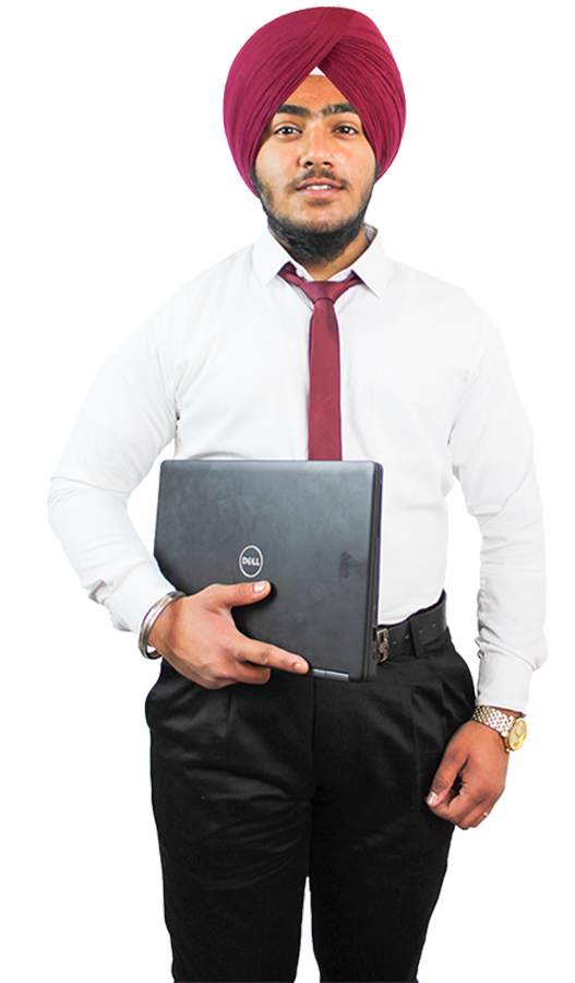 young professional holding laptop in his hand