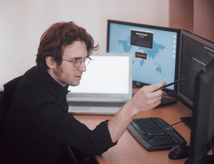 programmer working at his pc